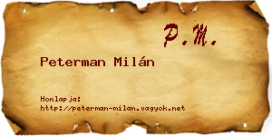 Peterman Milán névjegykártya