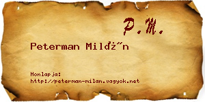 Peterman Milán névjegykártya